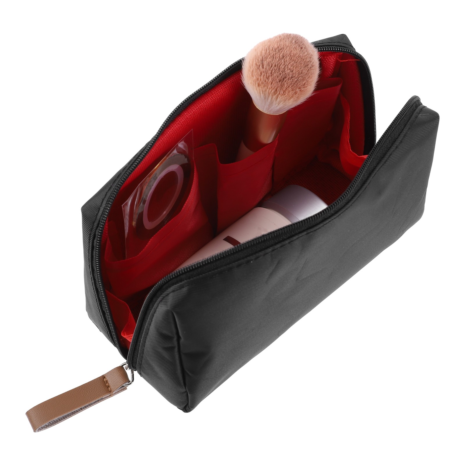 Piece of 1 Portable Cosmetic Bag Travel Makeup Storage Waterproof Black Red