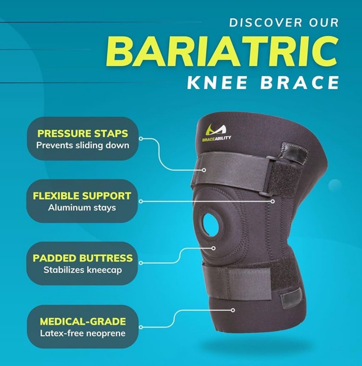 Bariatric Knee Brace for Large Legs – Plus Size Knee Brace Open Box 3XL