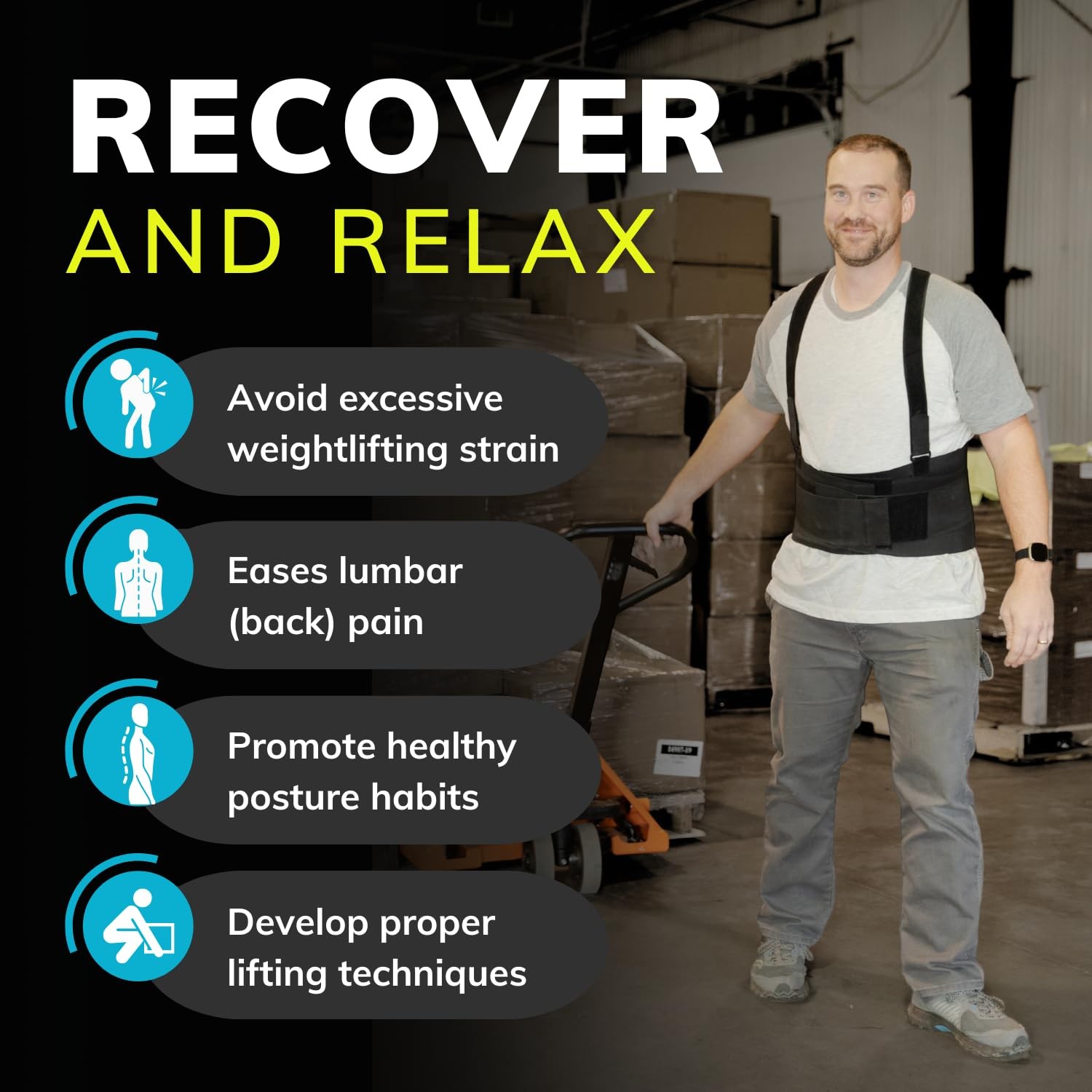 Work Back Brace – Industrial Lower Back Pain Protection Belt for Men and Wome…