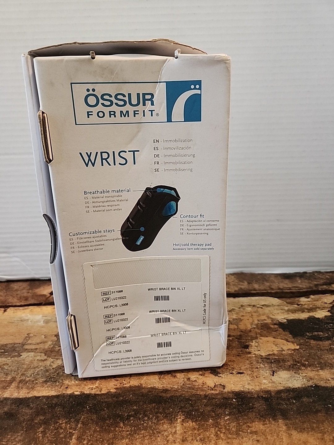 OSSUR 8″ WRIST BRACE, LEFT HAND, X-LARGE, BLACK, NEW