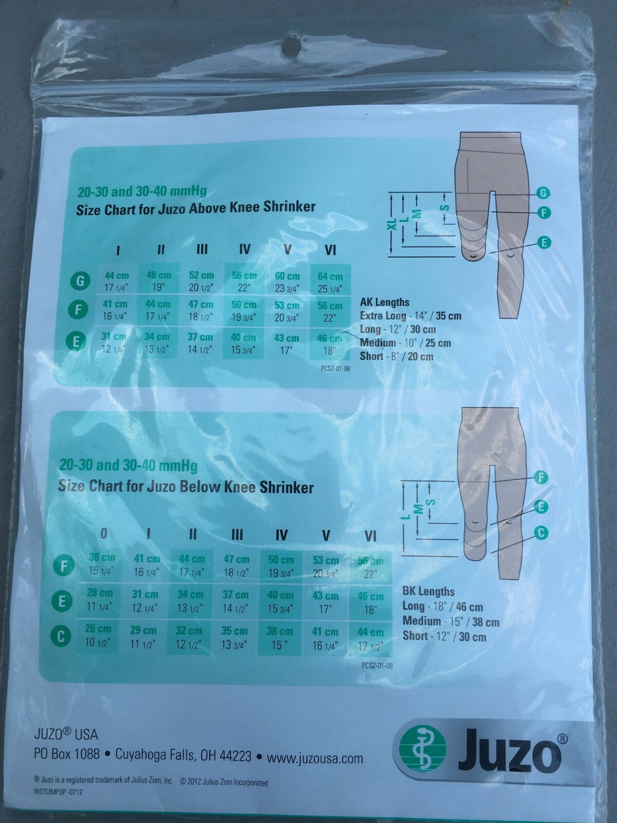 JUZO 3512FGLII Soft Prosthetic Shrinker AK 12in/30cm Size 2, Breathable Knit
