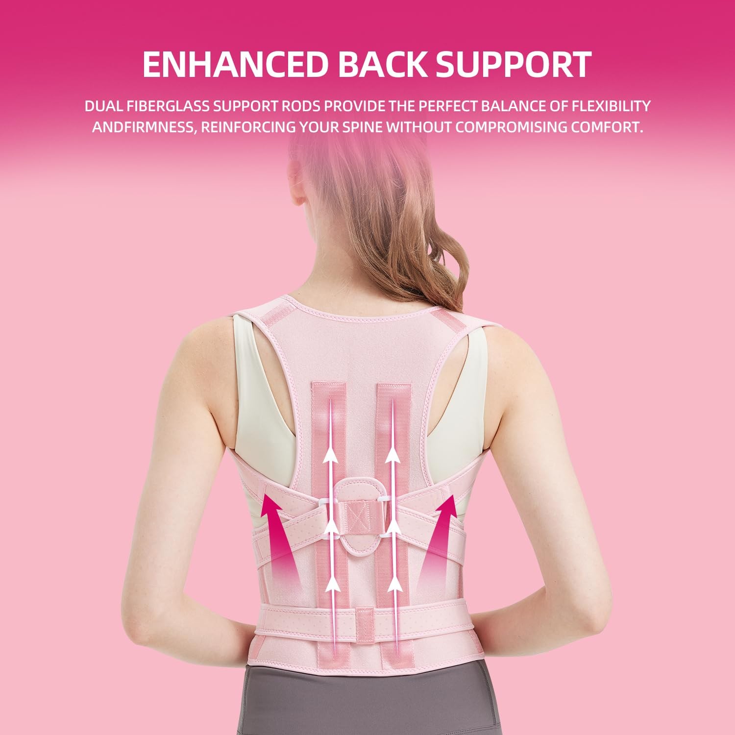 BAREKE Posture Corrector for Women and Men Upper Large (Waist 27″-35″), Pink