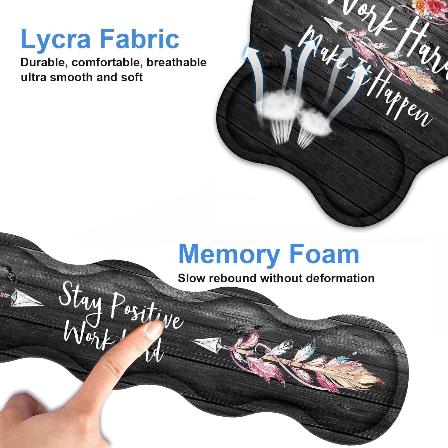 Keyboard Wrist Rest & Mouse Pad Wrist Support Set, Inspirational Quote Stay P…