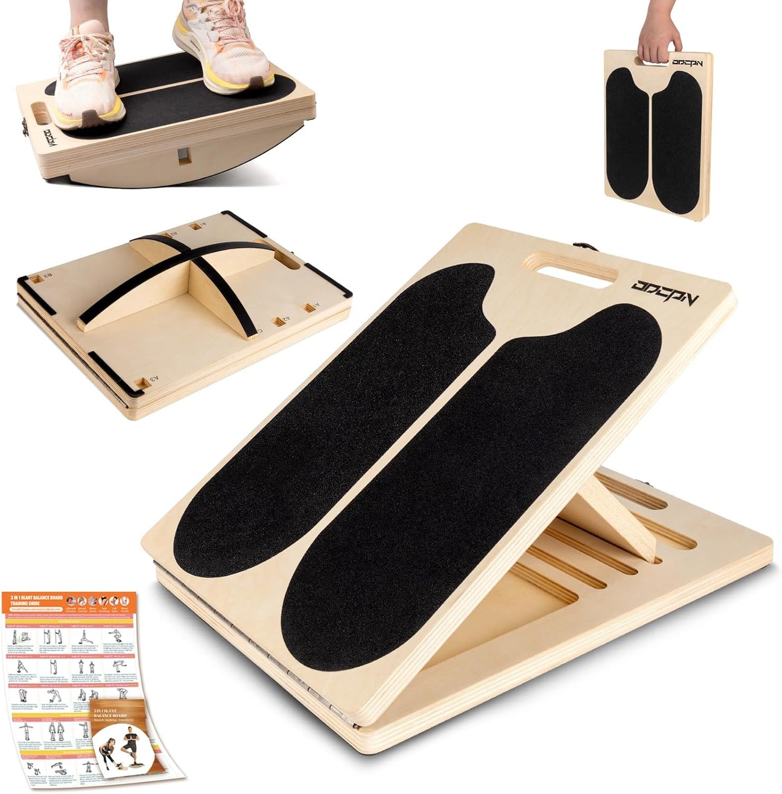 3-in-1 Calf Stretch Board Balance Board Adjustable Wobble Board for Physical