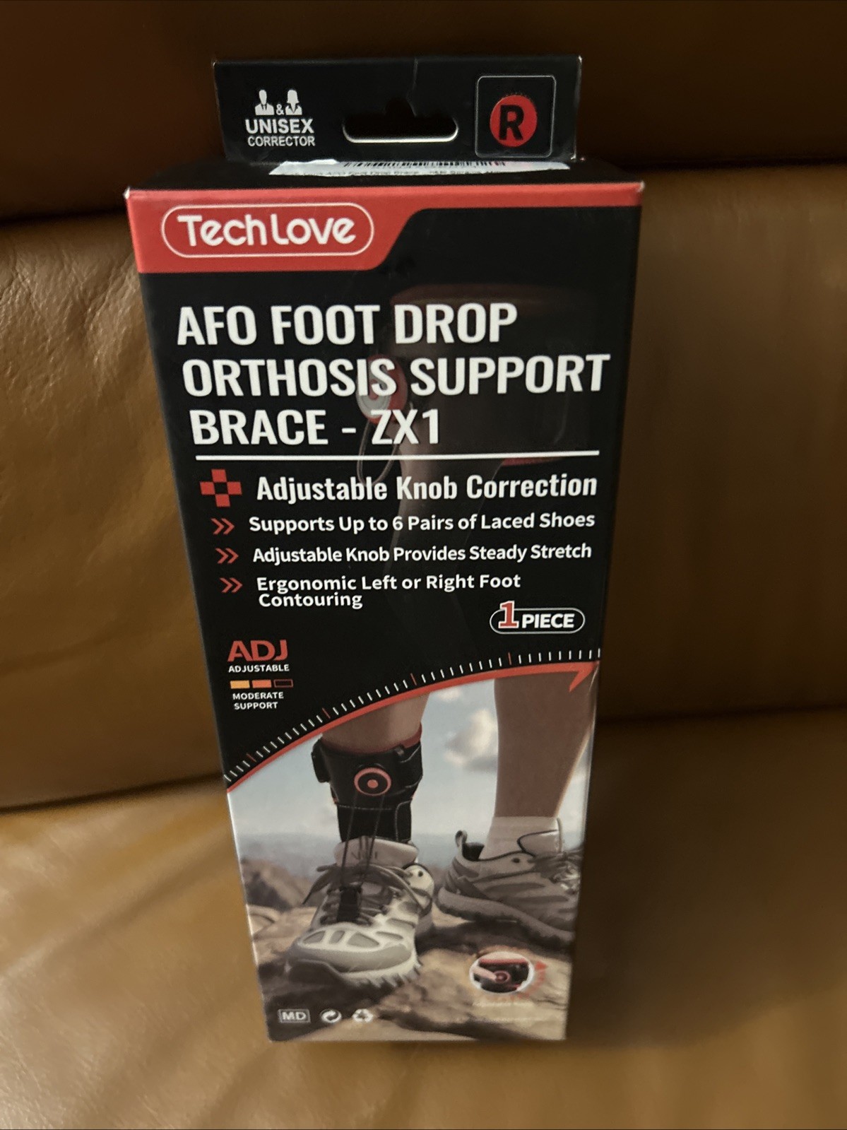 Tech Love ZX1 AFO FOOT DROP ORTHOSIS SUPPORT BRACE (RIGHT FOOT) Adjustable Knob