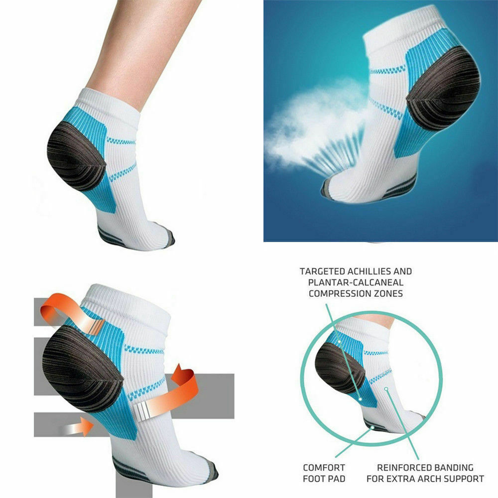 5 Pairs Compression Socks Plantar Fasciitis Arch Ankle Running Support Men Women