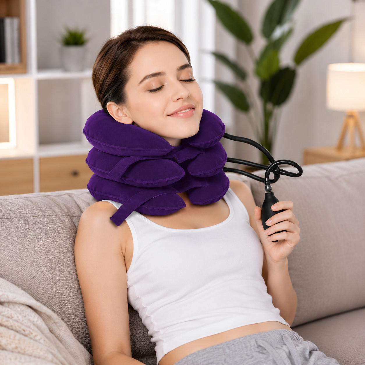 Cervical Traction Device Neck Stretcher Adjustable Neck Support Brace Pain Relie