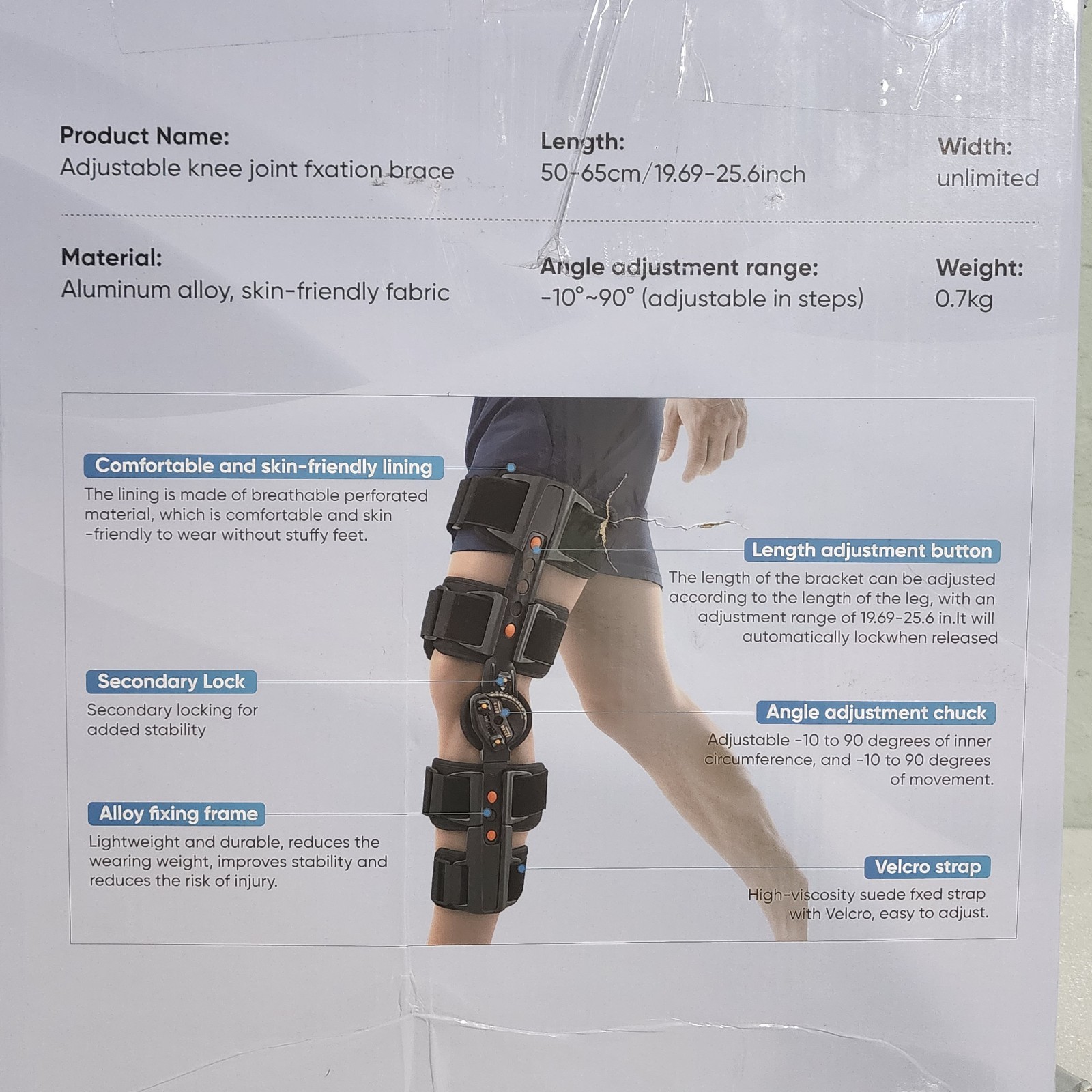 Adjustable Hinged Knee Brace Joint Fixation Support ACL MCL Post-Op Rehab