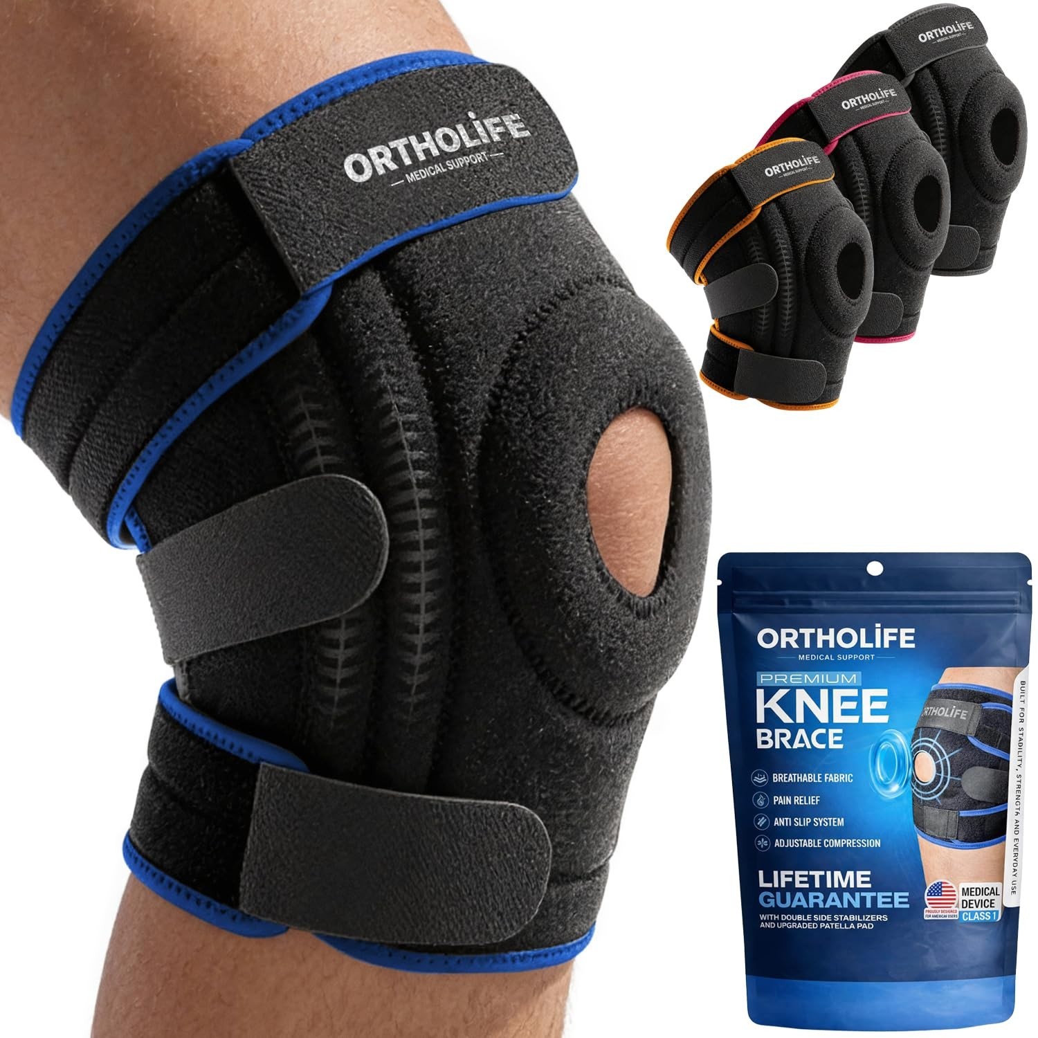 Knee Brace Compression Sleeve for Meniscus Tear, ACL, Arthritis Pain Relief