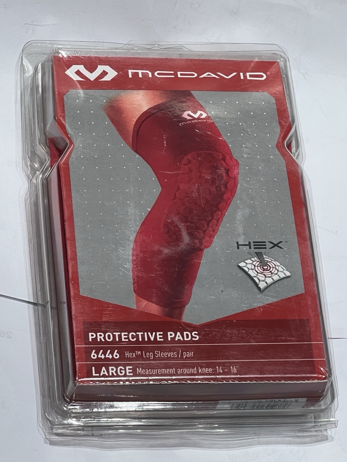 McDavid Adult HEX Protective Leg Sleeves – Red Size L 14-16″ New