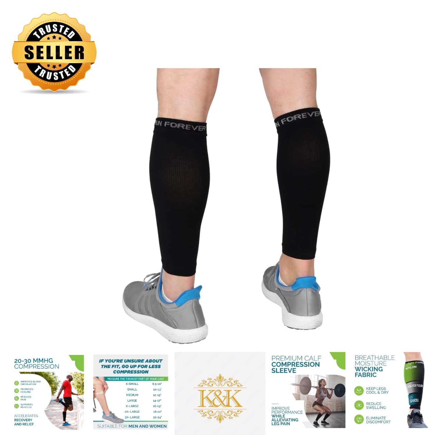 Calf Compression Sleeves for Pain Relief – Ideal for Runners & Athletes