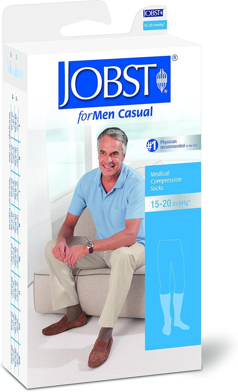 JOBST forMen Casual Knee High Closed Toe 15-20mmHg (Black) Medium