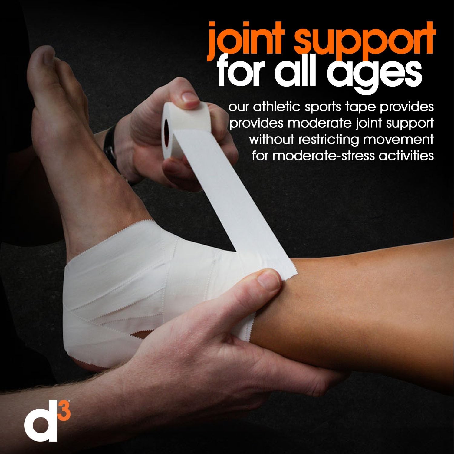 D3 Athletic Sports Tape White 1.5 X 15Yds – 32 Rolls Bulk Hand Tearable Zinc
