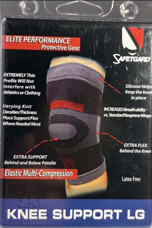 Safetgard All Sports(Football/Baseball)Compress Knee Support Large 17.5”-19”NEW