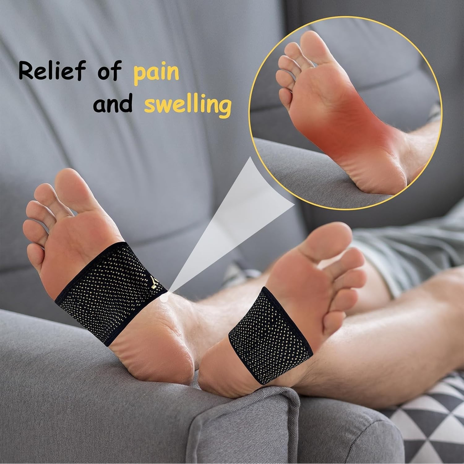 Ergonomic Copper Compression Feet Sleeves for Plantar Fasciitis Relief