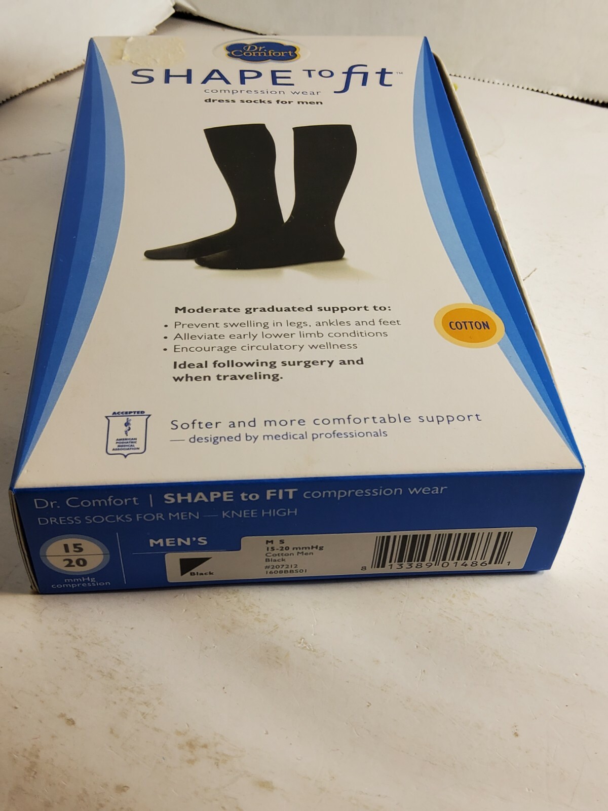 Dr. Comfort Mens 15-20 mmhg Shape to Fit Compression Dress Socks – Small – Black