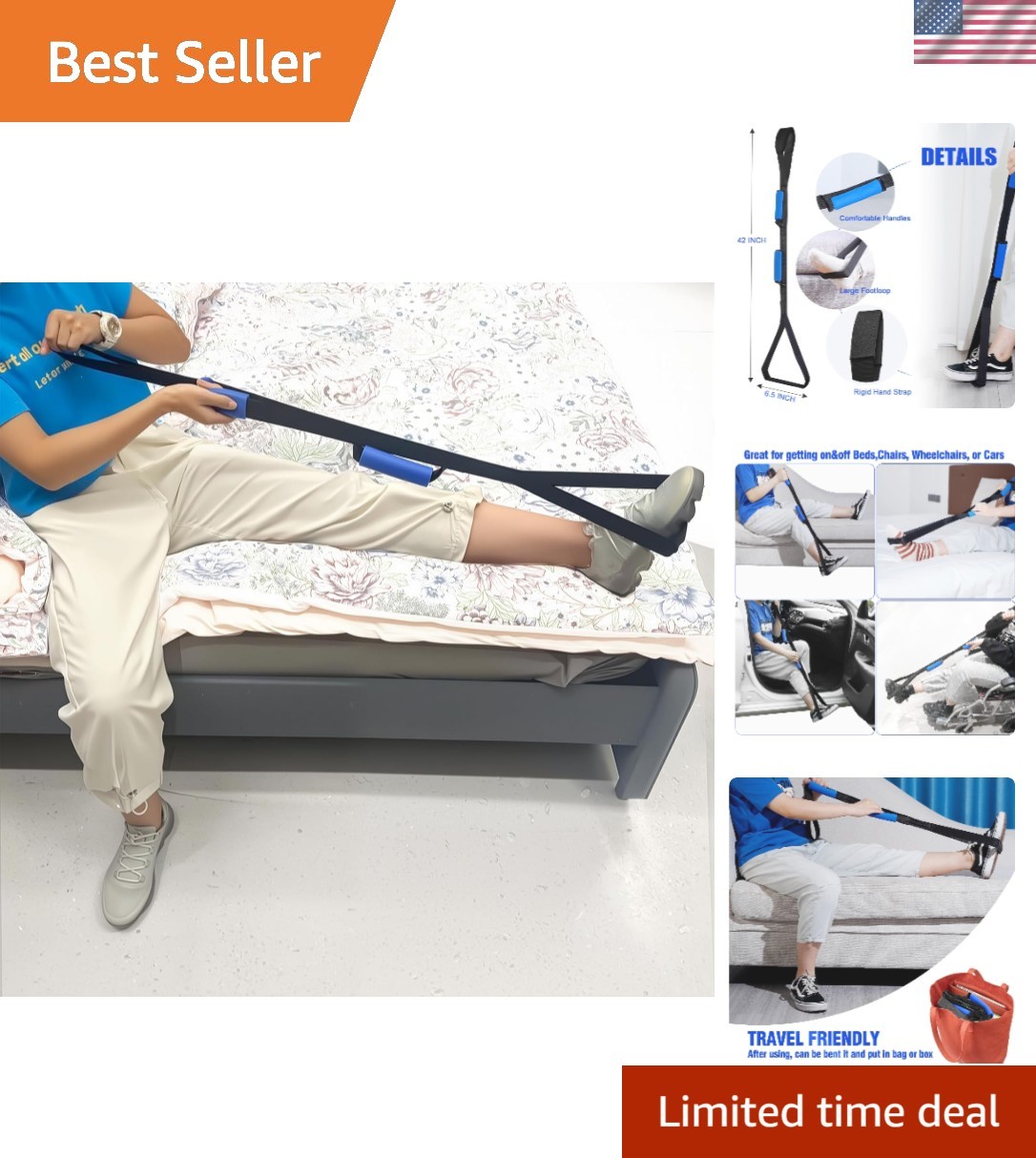 Mobility Enhancer: 42-inch Leg Lifter for Hip and Knee Surgery Recovery