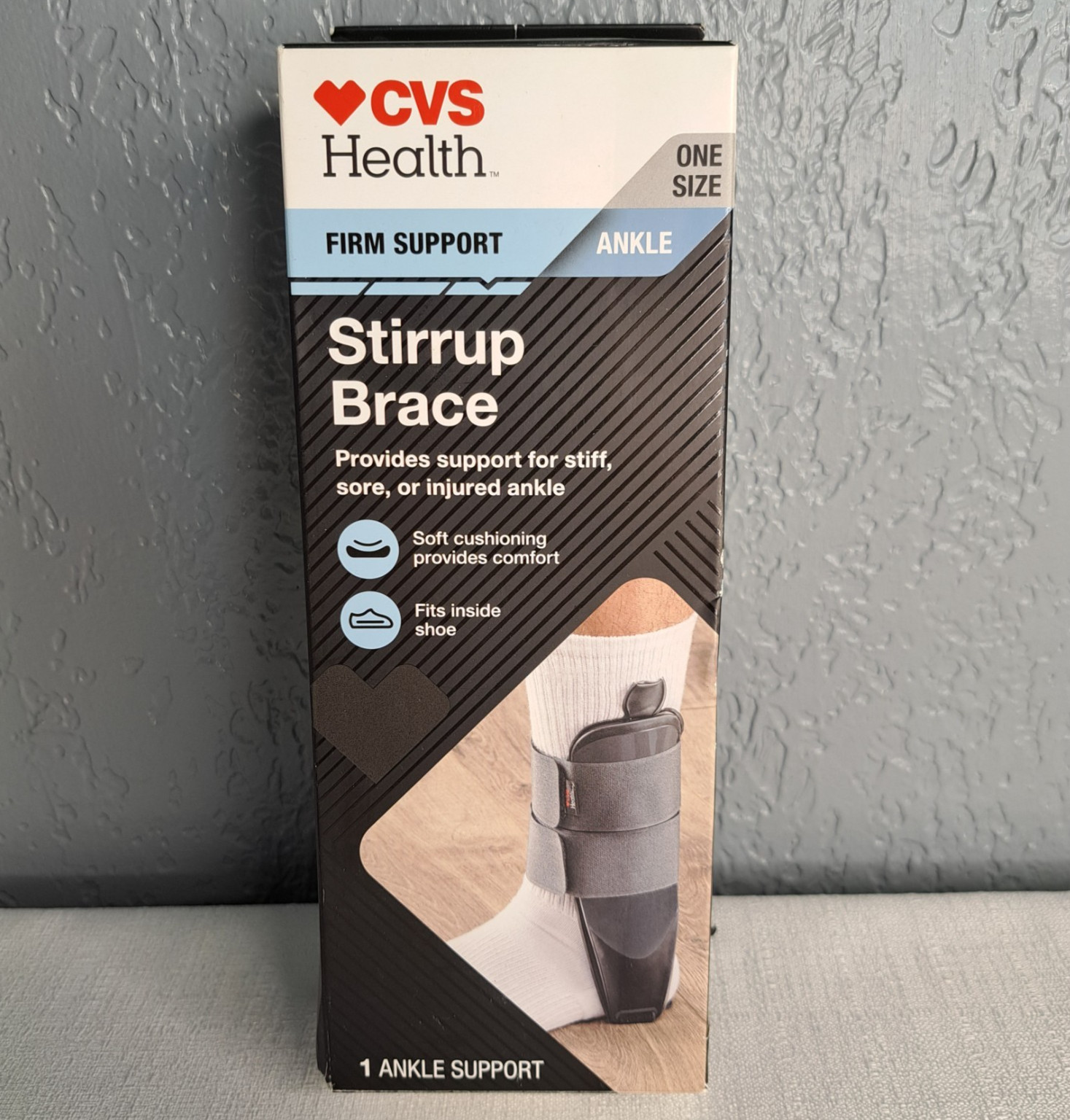 CVS Health Stirrup Ankle Brace Firm Support Fits Inside Shoe One Size Damaged Bo