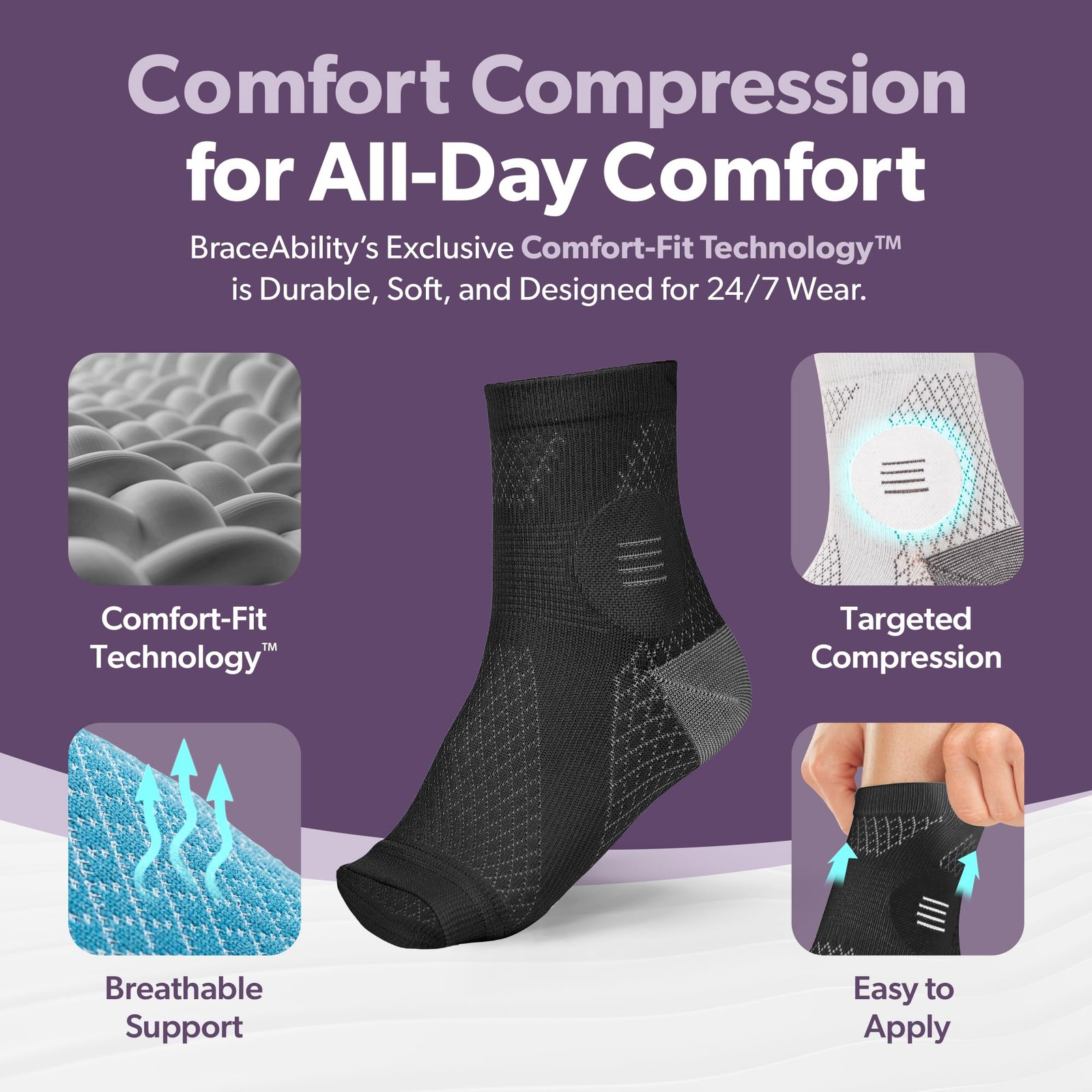 Neuropathy Socks Pair Compression Diabetic Foot Sleeves Relief L Light Blue