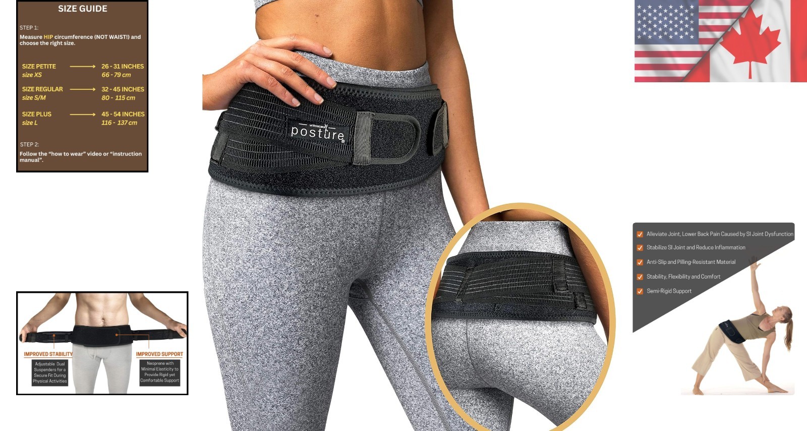 Sacroiliac Hip Belt for Pain Relief – Fits 32″-45″ Hips | Lightweight Support
