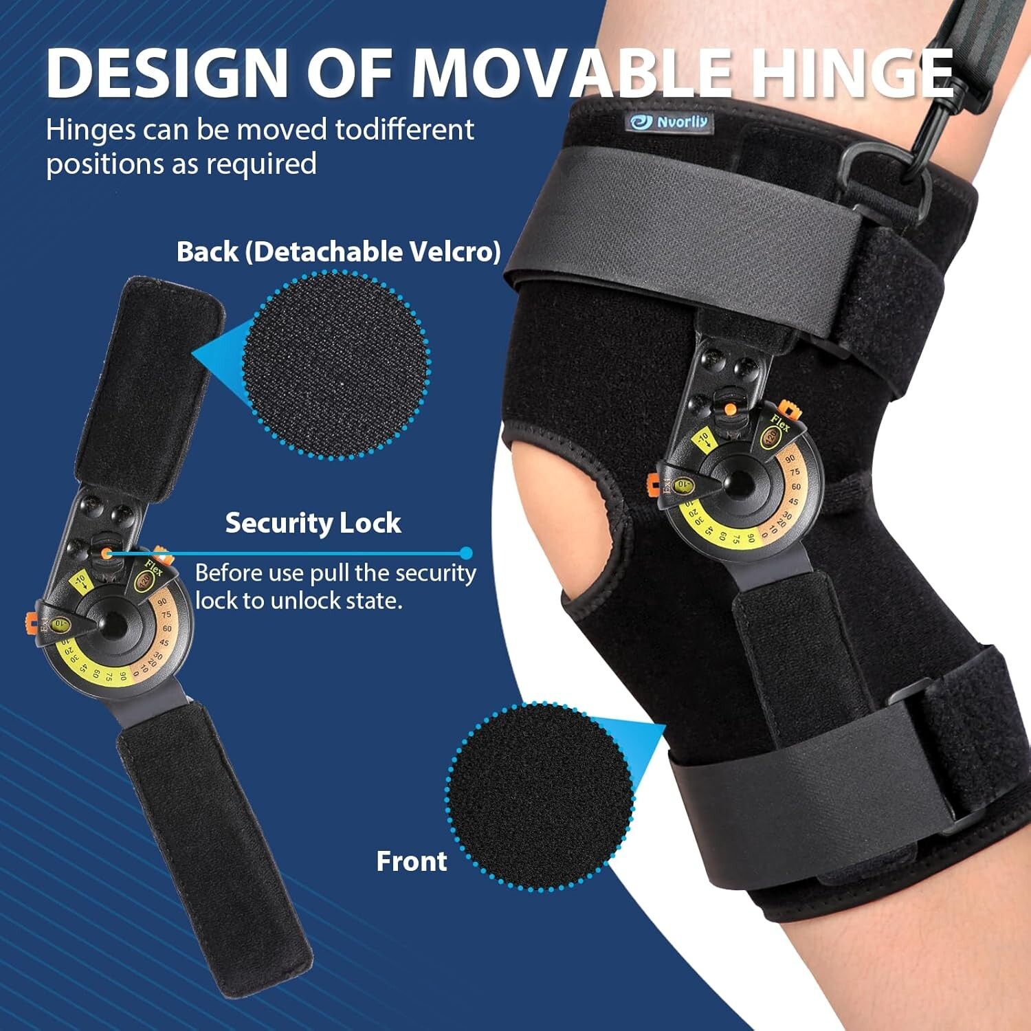Hinged ROM Knee Brace with Shoulder Strap, Side Stabilizers & Locking Dials, …