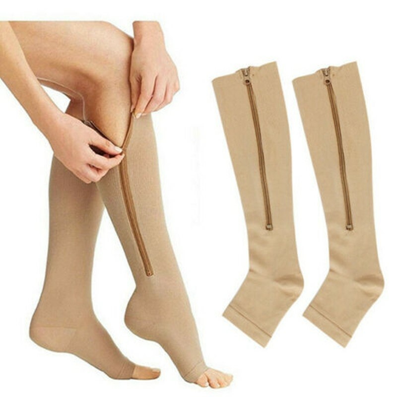 New Compression Copper Zipper Socks Men’s Women’s Graduated Support Stockings