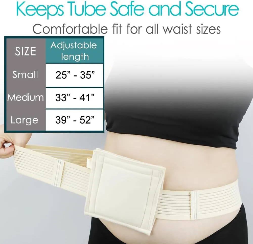 2 Pack Feeding Tube Belt G Tube Holder Protective Breathable Beige With Slit New
