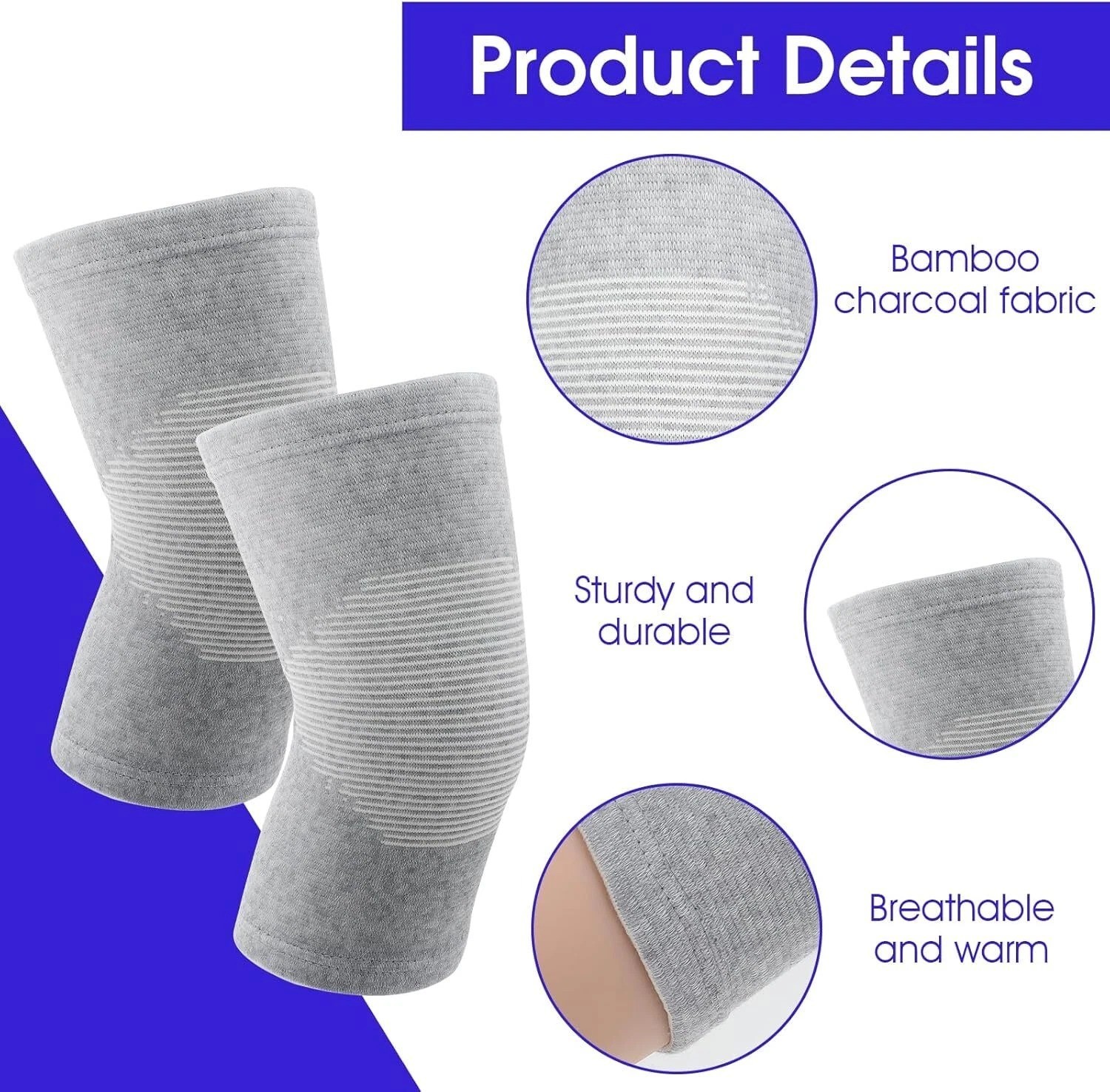 Bamboo Knee Sleeve, Elastic Compression Knee Brace Breathable Knee Pads Leg Slee