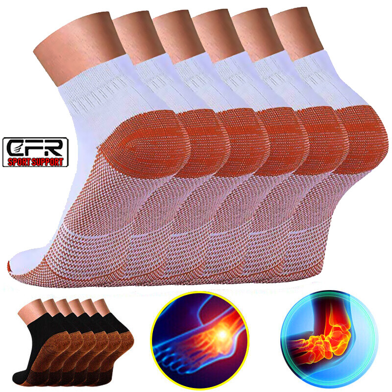 Cooper Compression Socks Ankle Support Heel Arch Plantar Feet Fatigue Pain IA