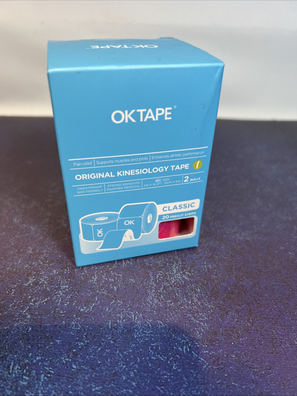 Red Original Kinesiology Tape (2 Rolls)Premium Athletic Tape- 20 Precut Strips