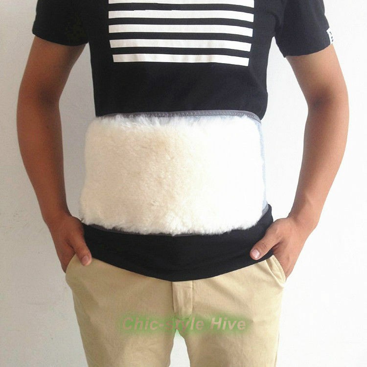 Sheepskin Wool Waist Warmer Support Protector Belt Brace Waistband Winter Soft