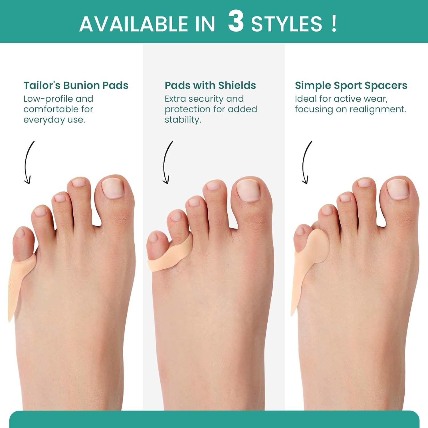 Welnove Tailor’s Bunion Corrector Pads – 8 Pack Pinky Toe Regular Pads, Beige
