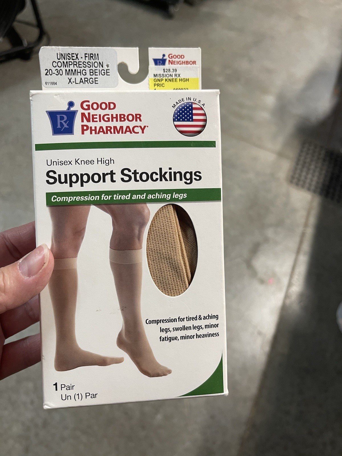 Unisex Knee High Stockings Firm Compression 20-30 MMHG Beige XLarge New