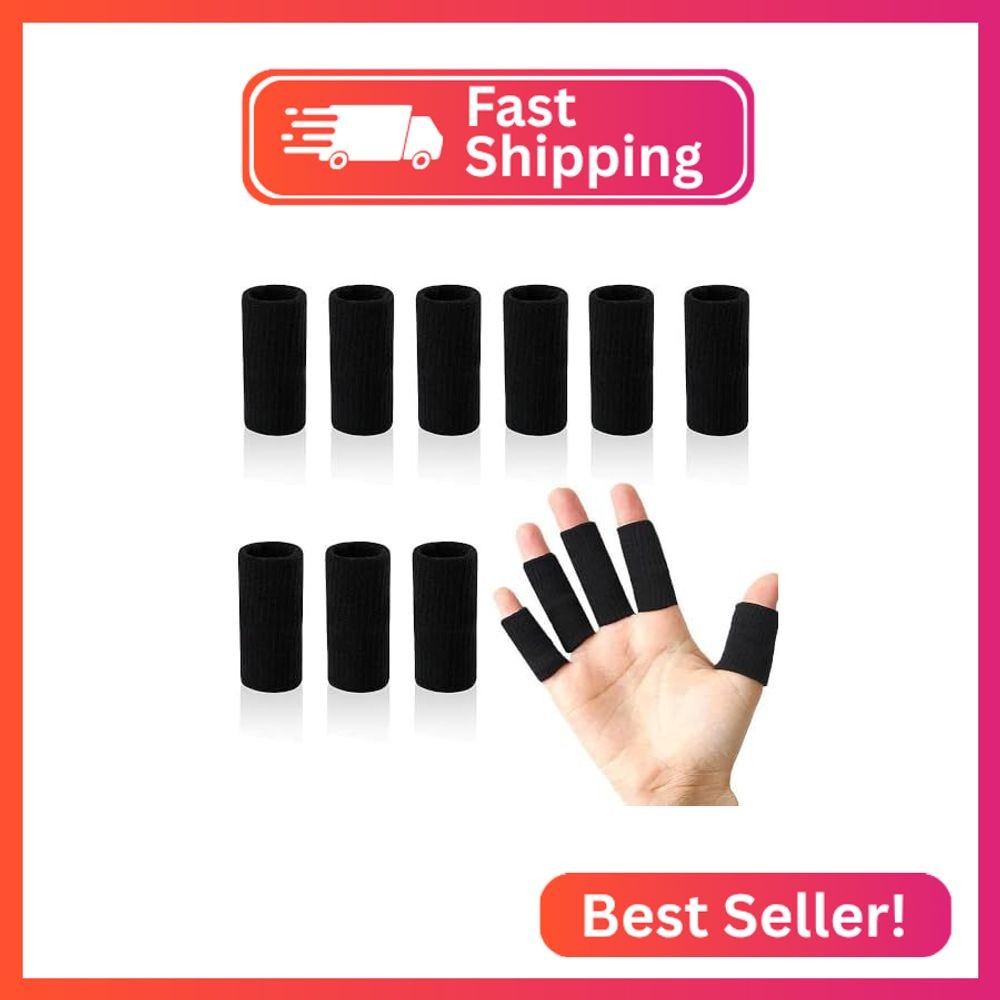 ZINGSURE Finger Sleeves Protectors, 10Pcs Sport Finger Sleeves Elastic Thumb Bra