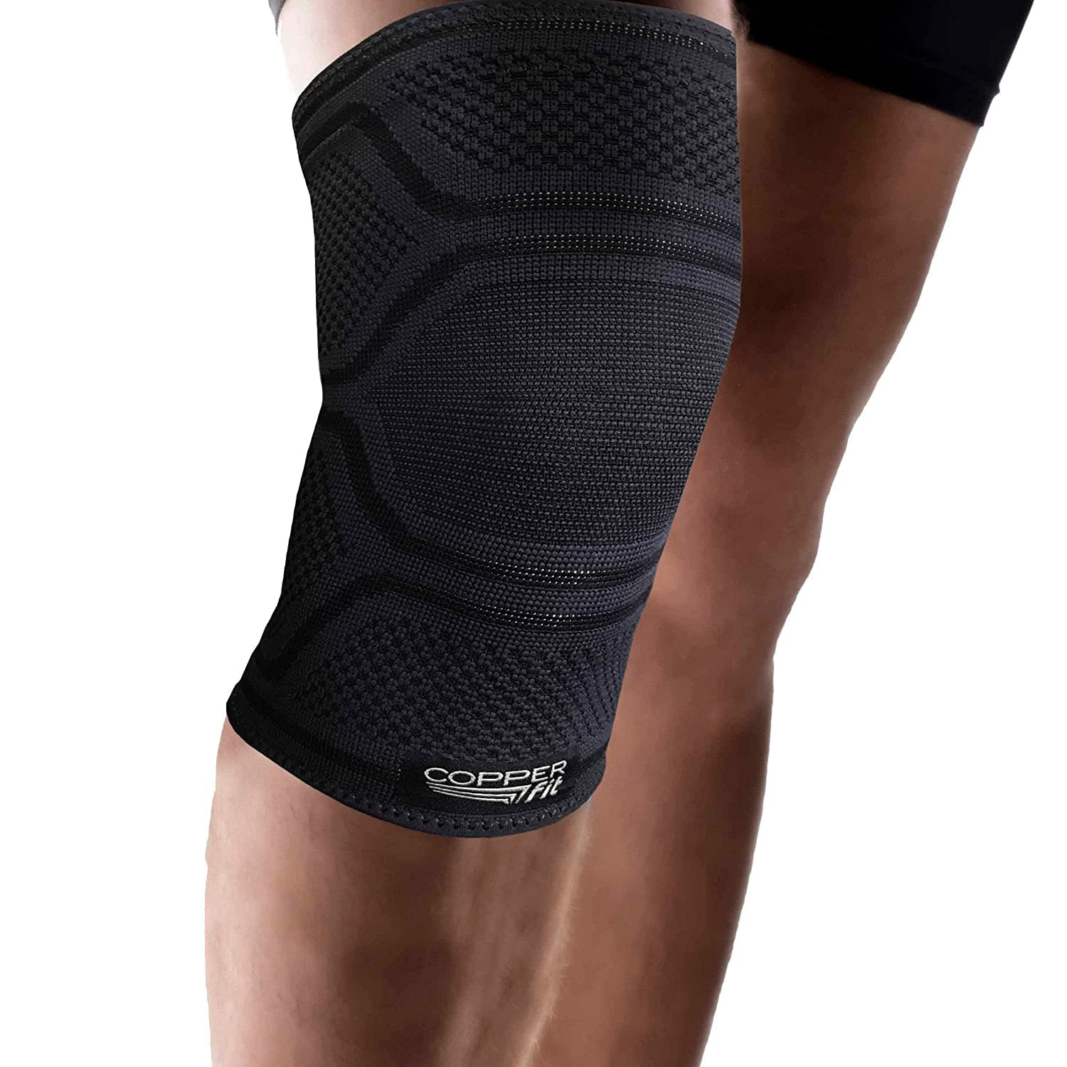 Elite Knee Compression Sleeve Knee Brace 2-Pack, Black (Large/X-Large, 16”-2…