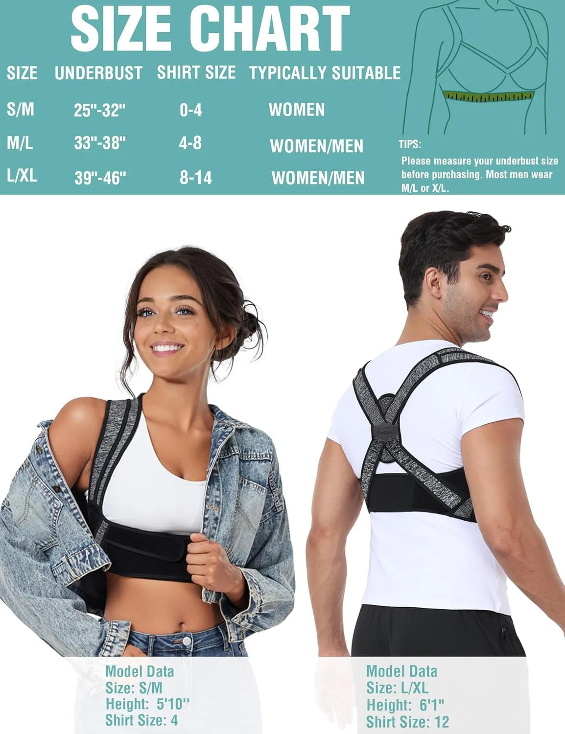 Posture Corrector Back Brace With Bamboo Fiber Lining 3 Wearing Modes Adjustable