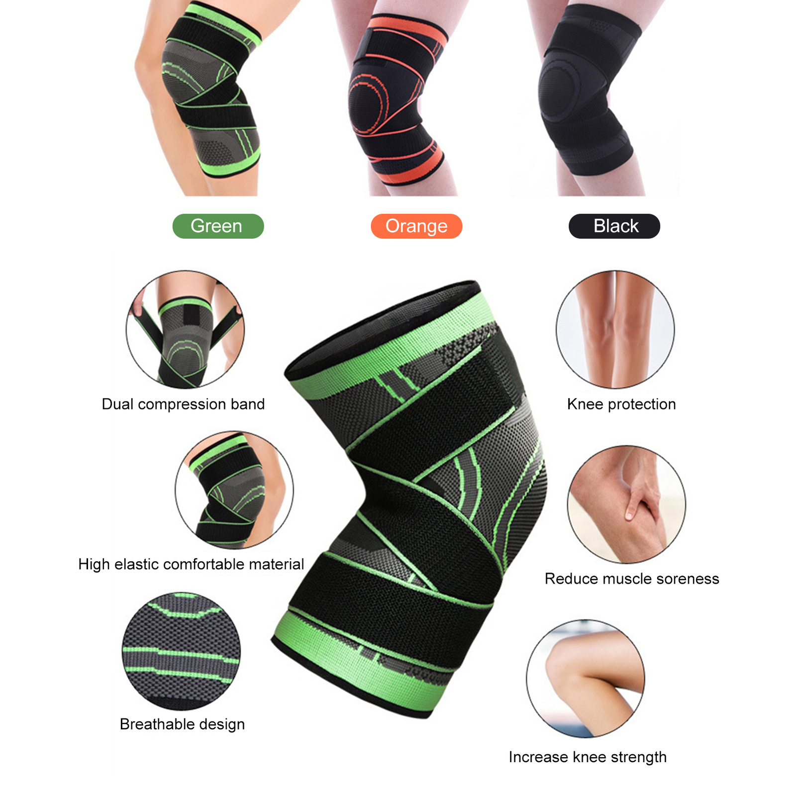 1PCS Adjustable Knee Support Knee C-ompression Sleeve Double S3M3
