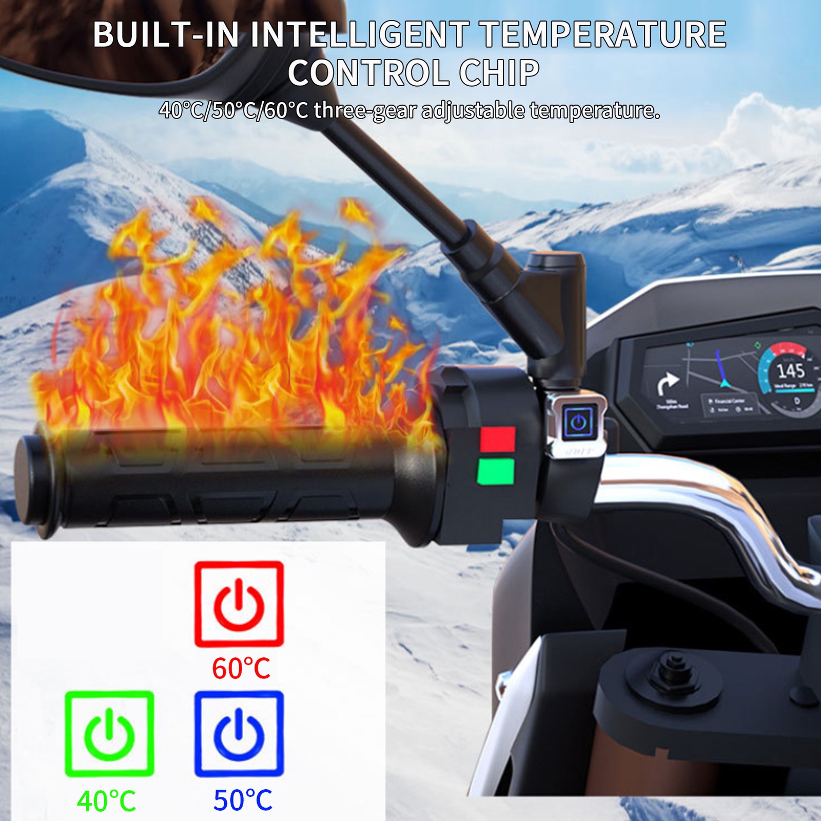 Universal 7/8in Motorcycle Heating Handle With 3 Adjustable Temperature Lev EPBZ