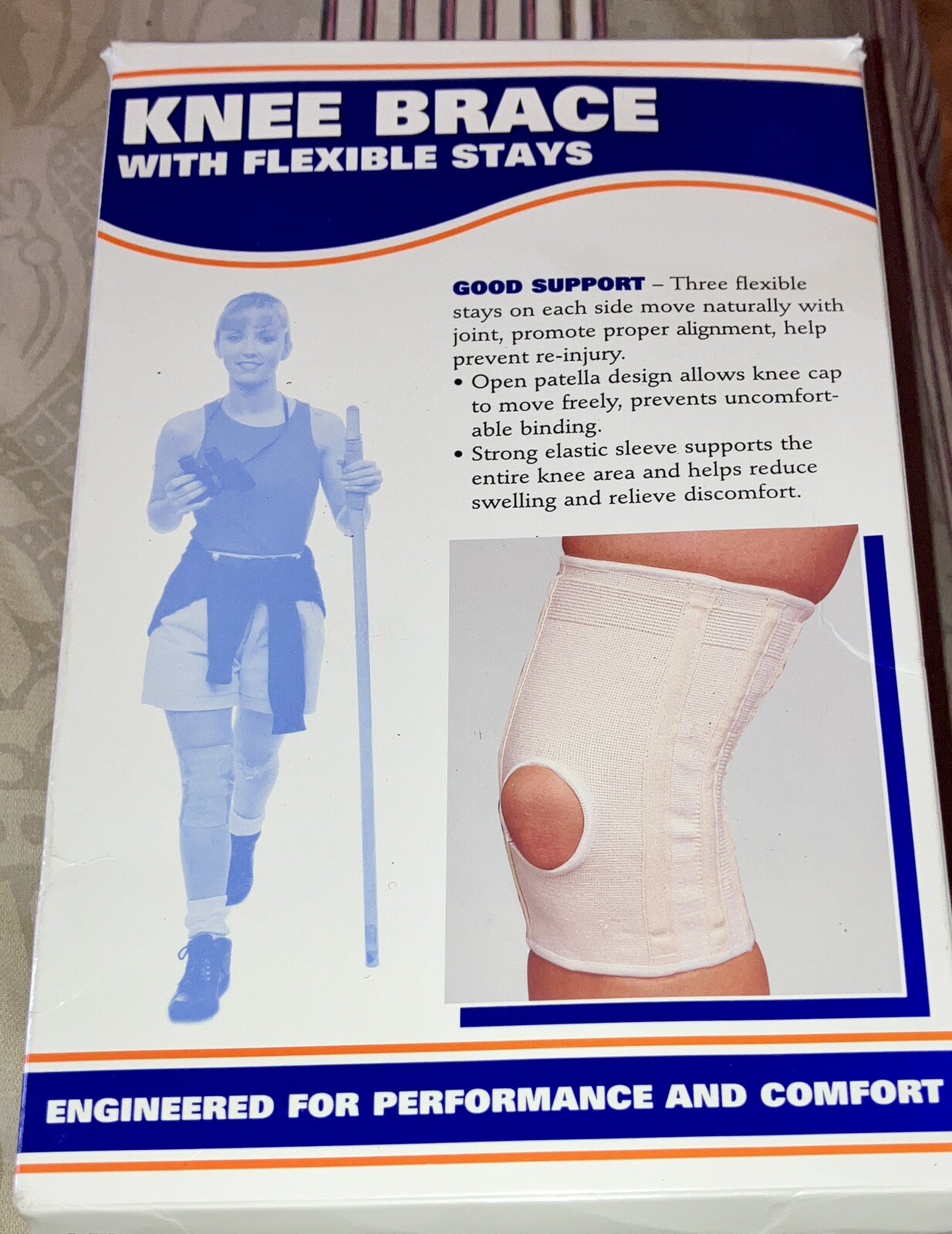 Knee Brace Champion Side Medium with Flexible Stays White C-72 New In Box