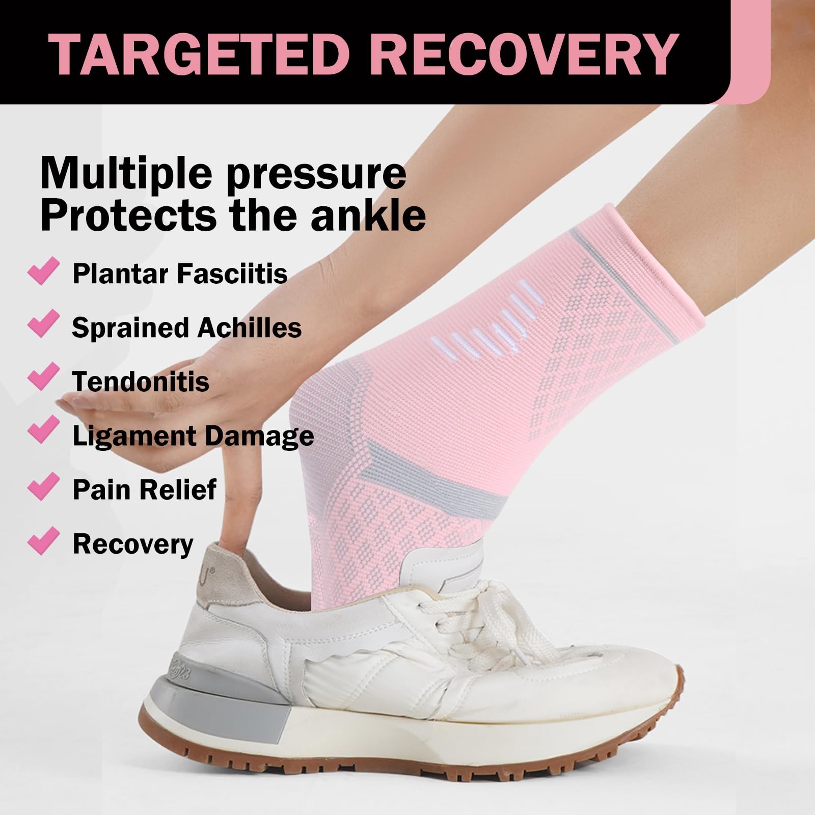 2 Pack Ankle Brace Compression Sleeve Foot Socks for Injury Recovery Joint Pain