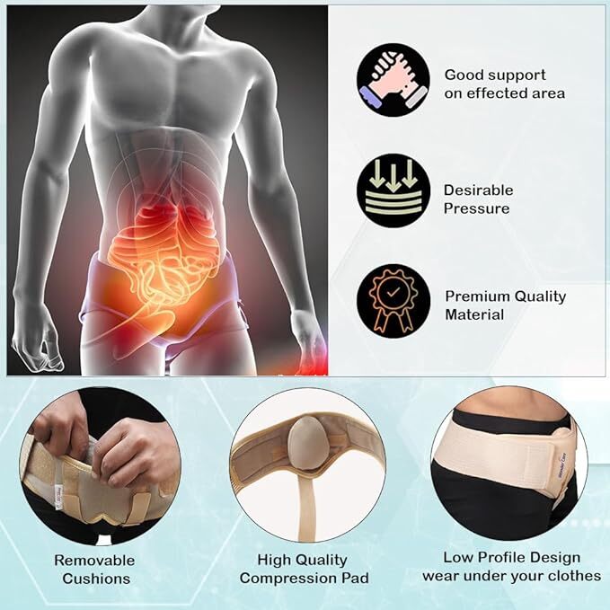 Ziplocare Single Left Side Inguinal Hernia Belt Support Brace – Truss Brace