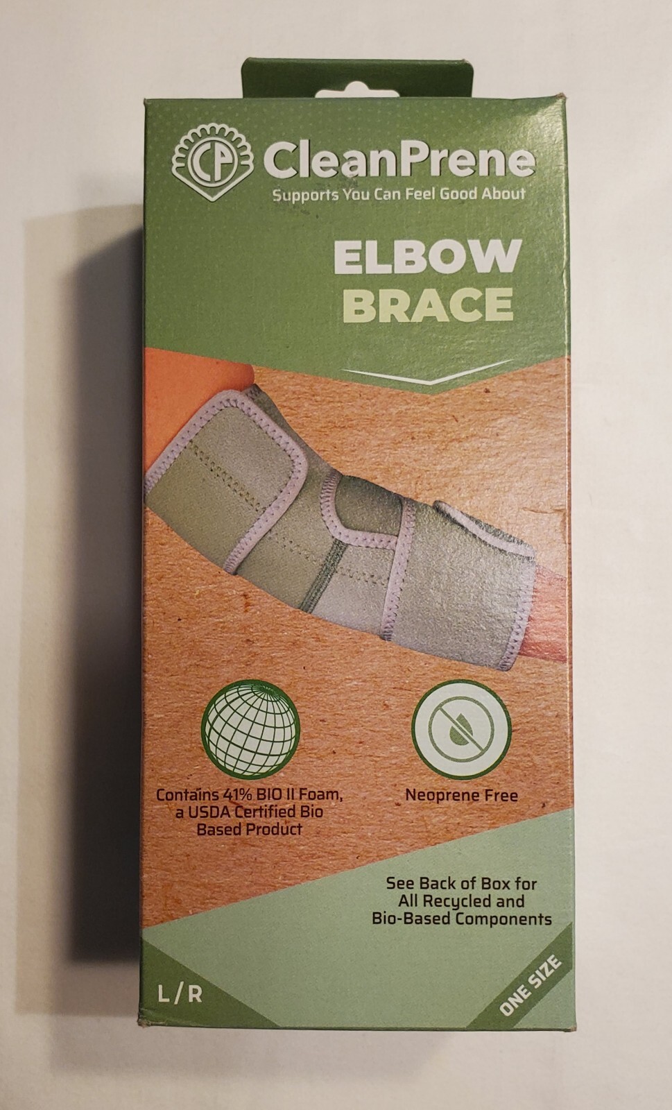 CleanPrene Elbow Support – Sustainable, Biobased Brace for Elbow – One Size, Fit