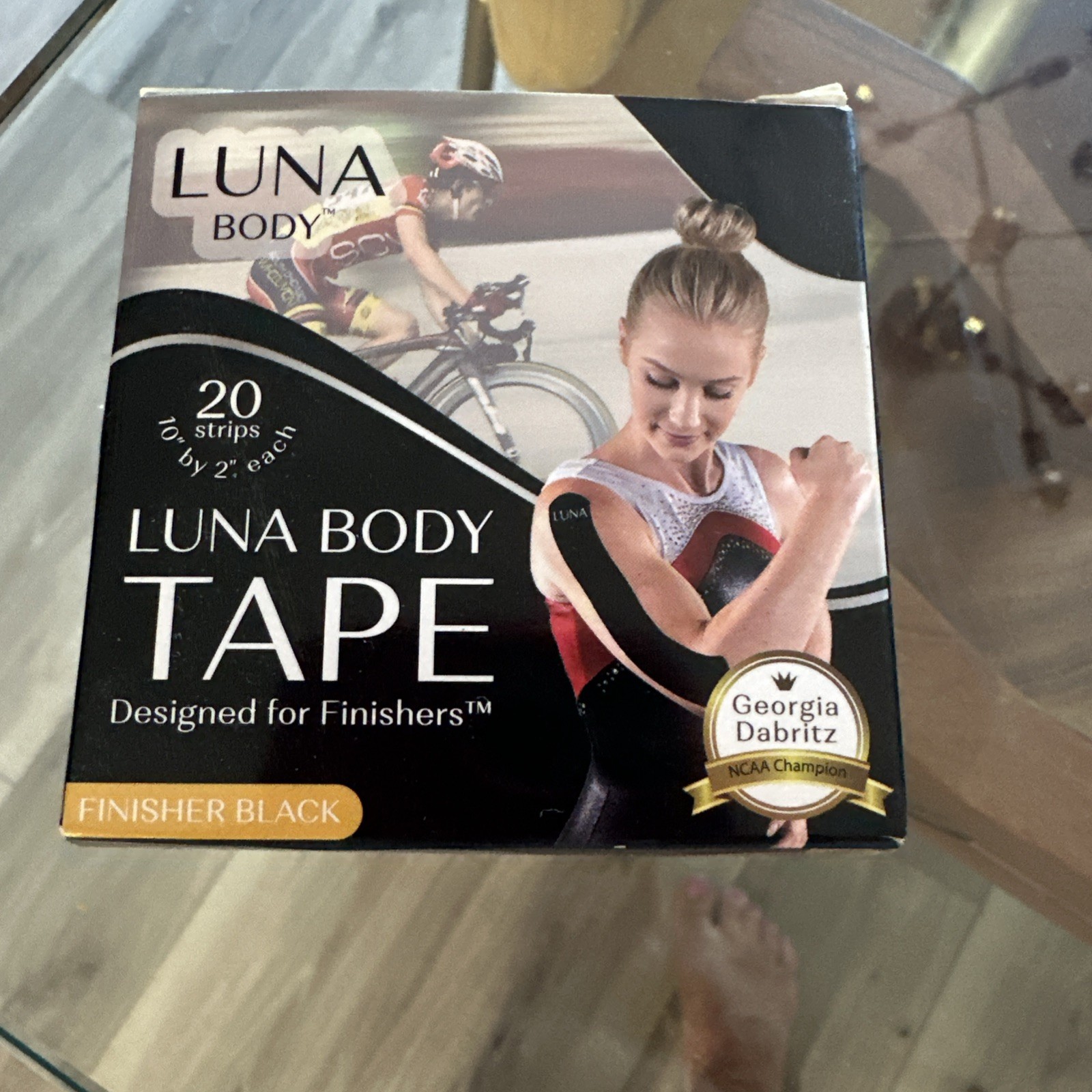 Luna Body Kinesiology Pro Tape Strips 20 Pre-cut Roll, 10″ x 2″, Finisher Black