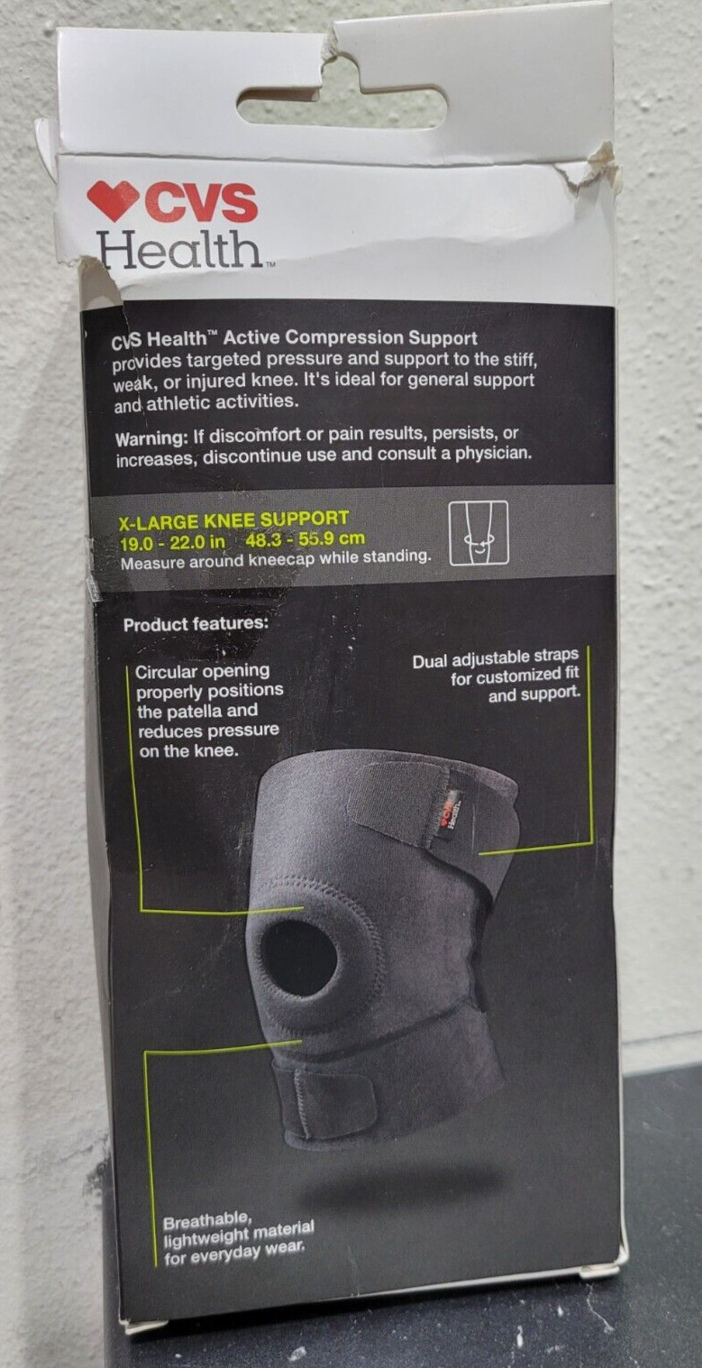 CVS Health Active Compression Knee Support Breathable Material Size LG