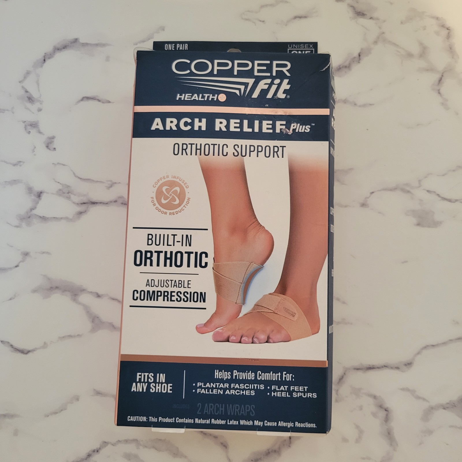 Copper Fit Health Unisex Arch Relief Plus with Built-In Orthotic Support.