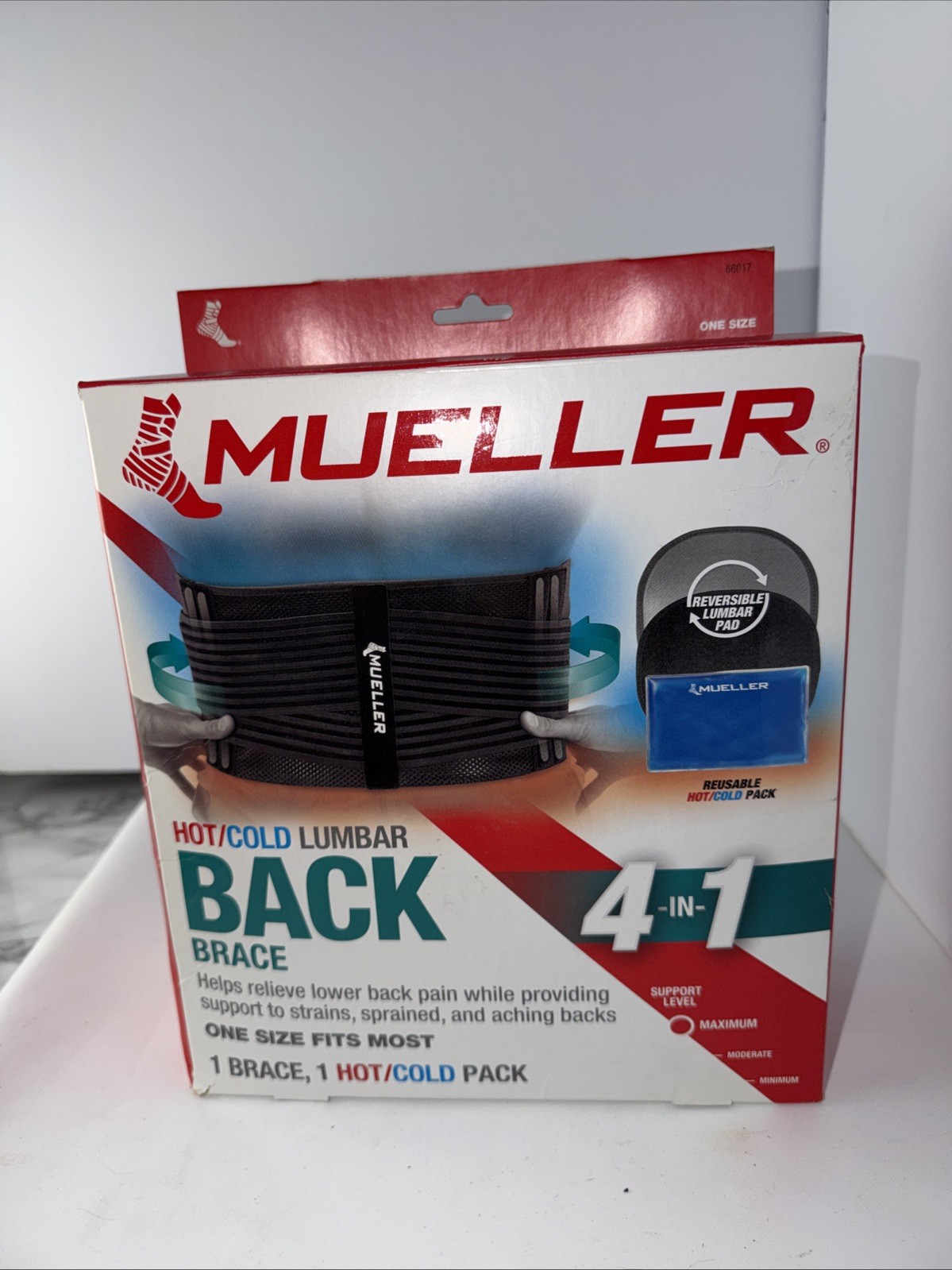 Mueller, 4-in-1 Hot/Cold, Lumbar Back Brace only, One Size (Fits 30 – 48 in)