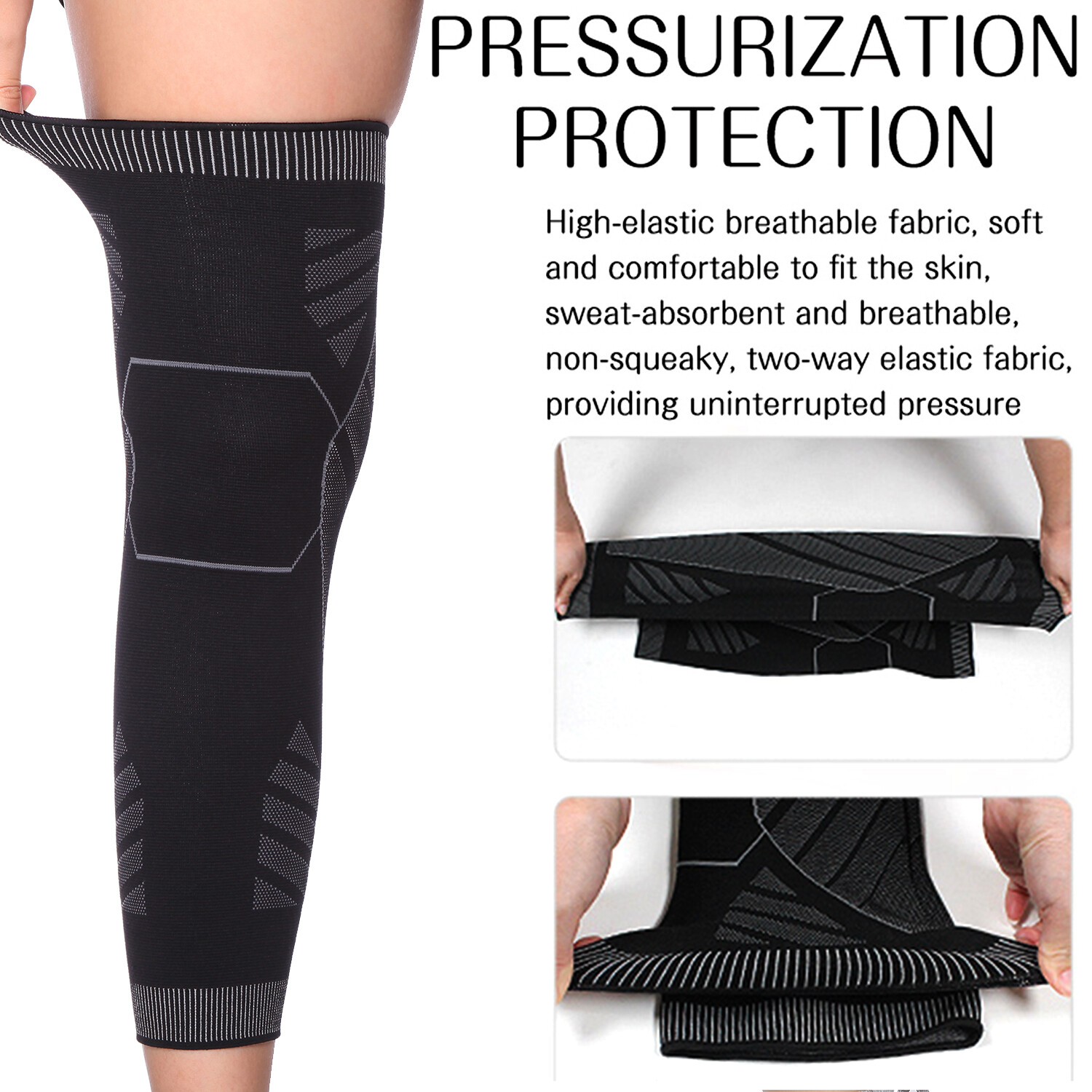 Full Leg Compression Sleeve Knee Support Brace Meniscus Tear Arthritis Pain Gym