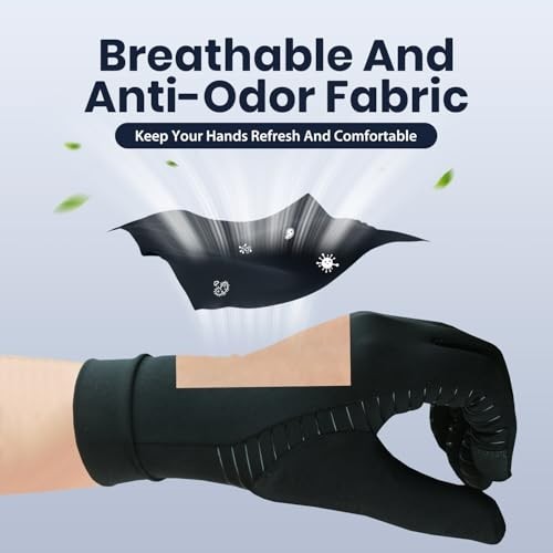 Copper Arthritis Gloves 2 Pairs Compression Hand Support for Pain Relief Carpal