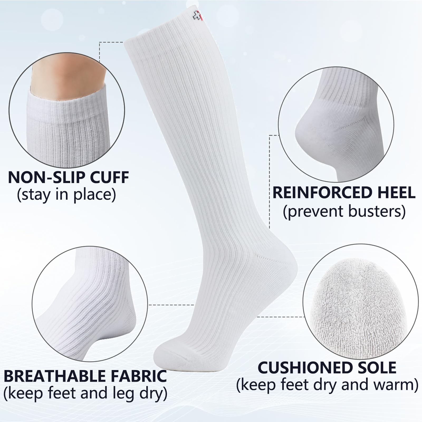 +MD Cotton Compression Socks for Women & Men 4 Pairs 15-20mmHg Knee High for …