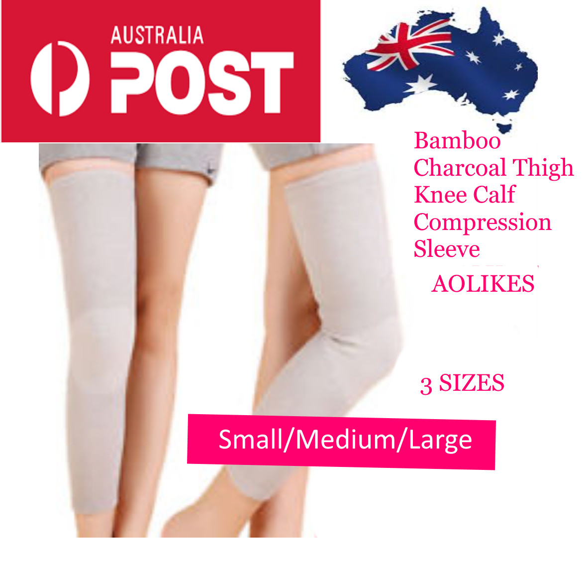 Long Bamboo Charcoal Elastic Leg Thigh Knee Compression Calf Shin Support Sleeve
